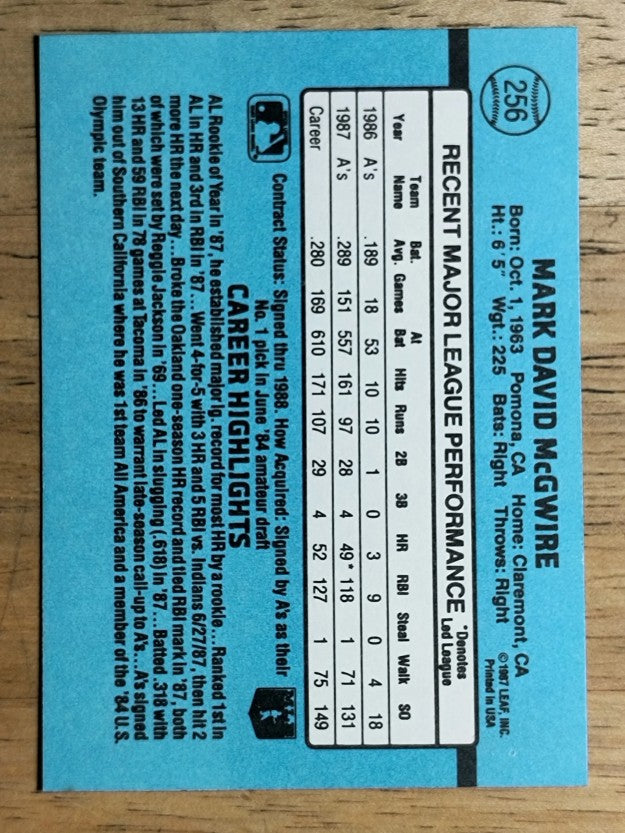 1988 Donruss #256 Mark McGwire