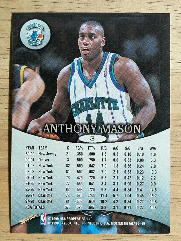 1998-99 SkyBox Molten Metal #3 Anthony Mason