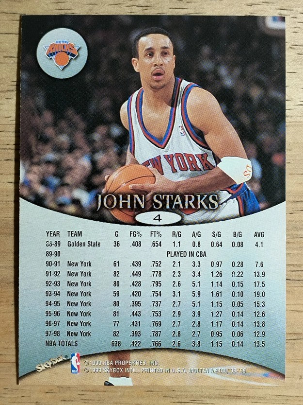 1998-99 SkyBox Molten Metal #4 John Starks