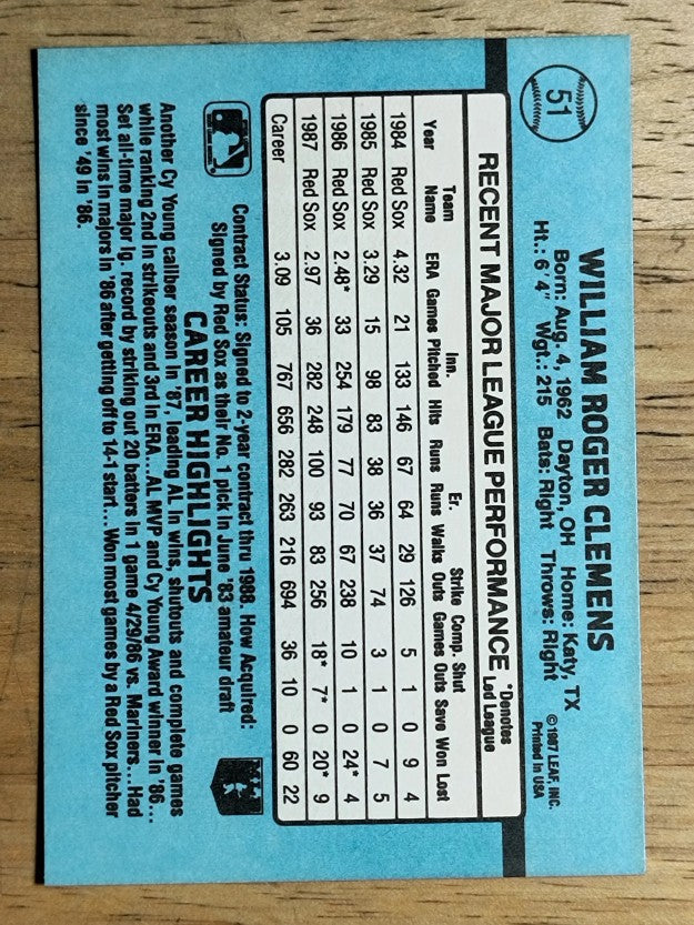 1988 Donruss #51 Roger Clemens