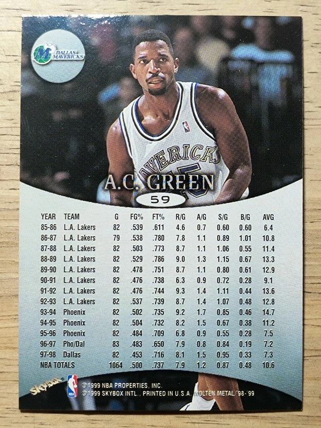 1998-99 SkyBox Molten Metal #59 A.C. Green