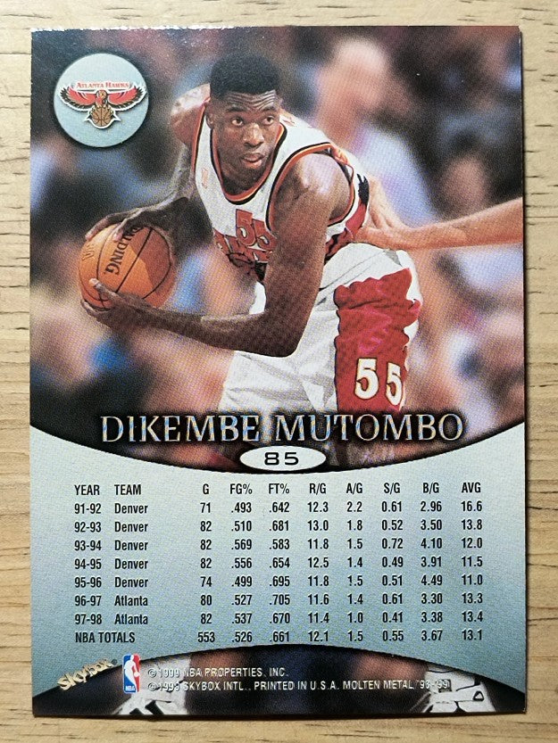 1998-99 SkyBox Molten Metal #85 Dikembe Mutombo