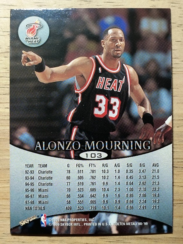 1998-99 SkyBox Molten Metal #103 Alonzo Mourning