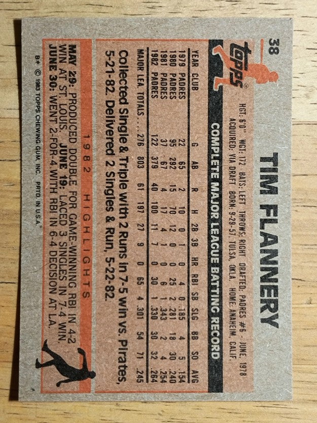 1983 Topps #38 Tim Flannery