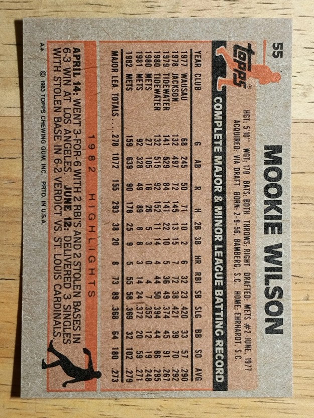 1983 Topps #55 Mookie Wilson