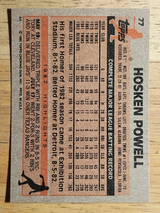 1983 Topps #77 Hosken Powell