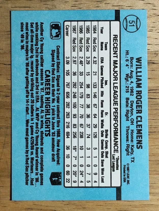 1988 Donruss #51 Roger Clemens