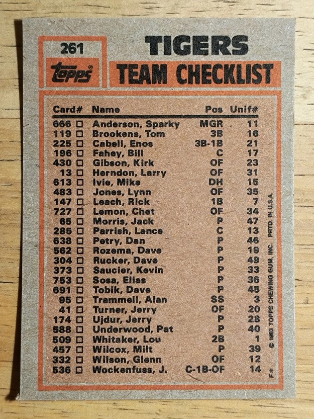 1983 Topps #261 Tigers TL/Larry Herndon/Dan Petry