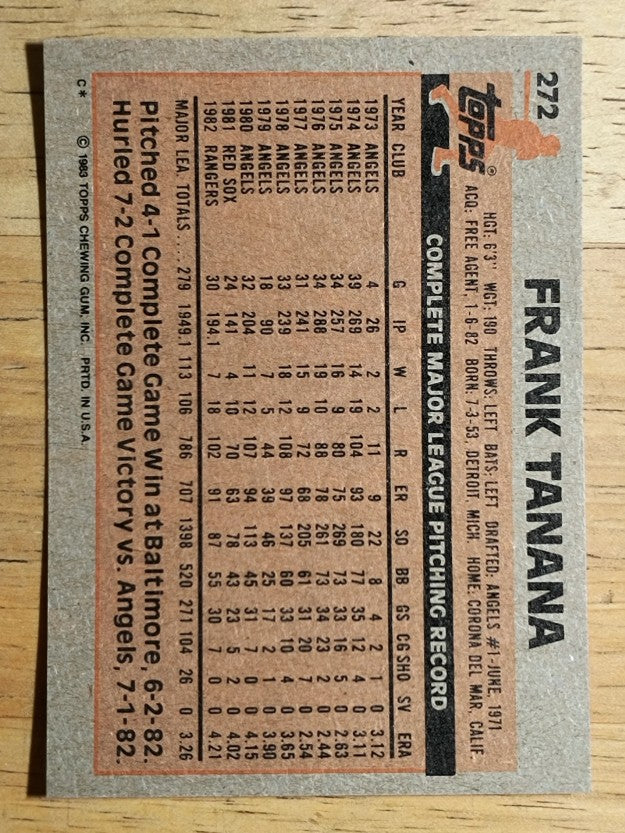 1983 Topps #272 Frank Tanana
