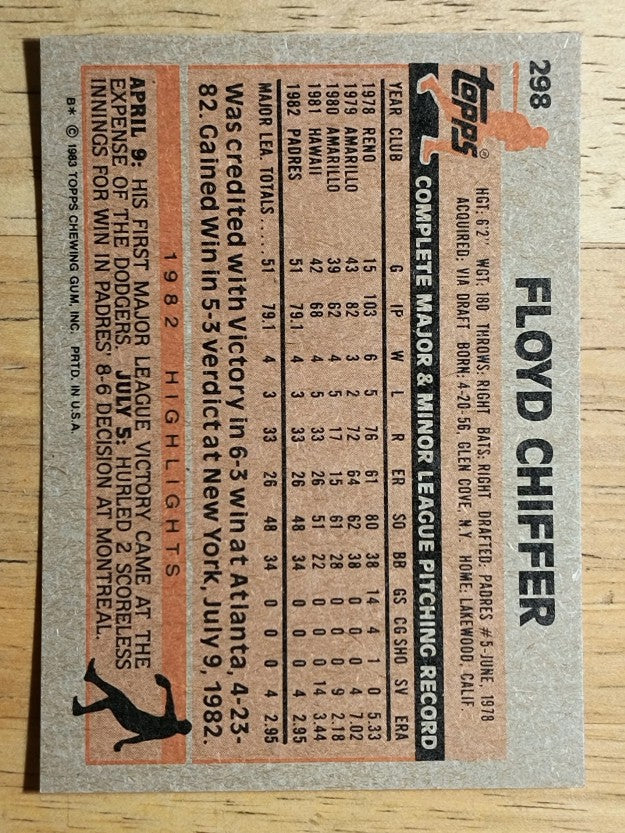 1983 Topps #298 Floyd Chiffer