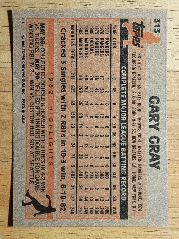 1983 Topps #313 Gary Gray