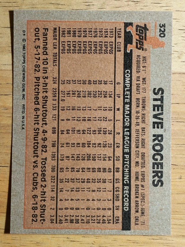 1983 Topps #320 Steve Rogers