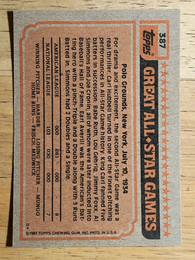 1983 Topps #387 Bob Grich AS