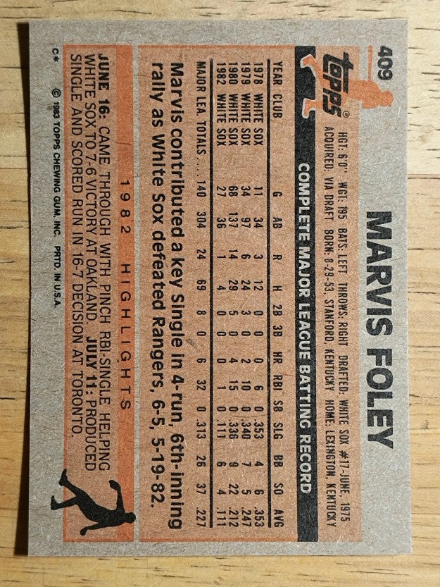 1983 Topps #409 Marvis Foley