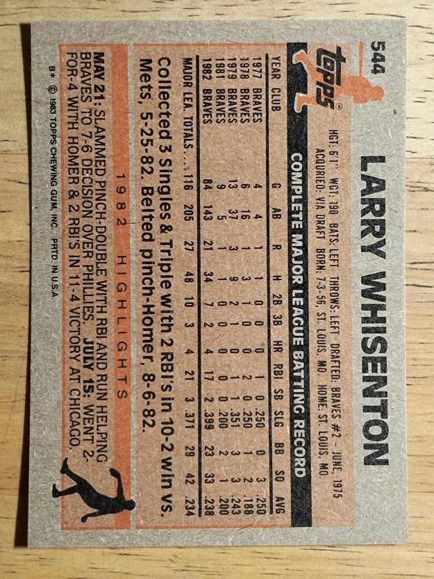 1983 Topps #544 Larry Whisenton