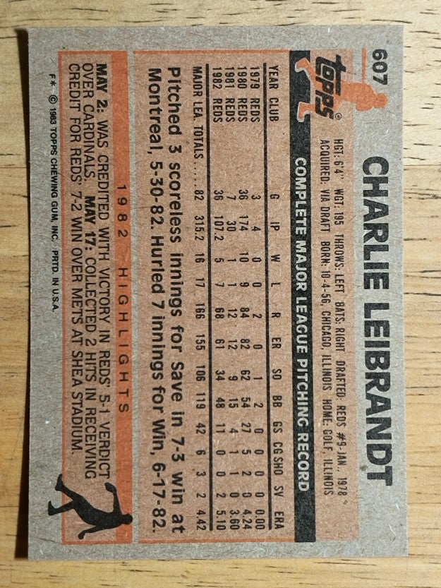 1983 Topps #607 Charlie Leibrandt