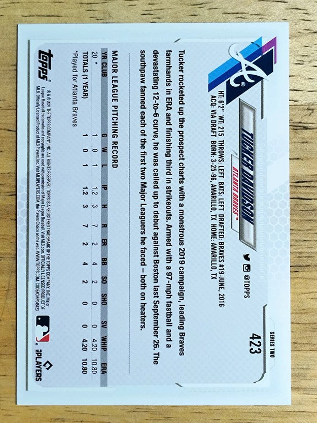 2021 Topps #423 Tucker Davidson RC