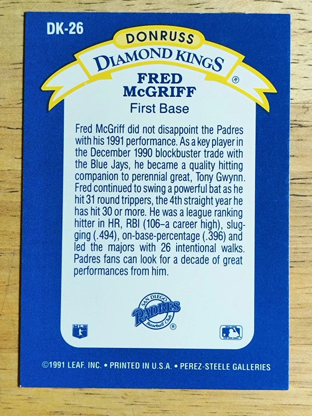 1992 Donruss Diamond Kings #DK26 Fred McGriff