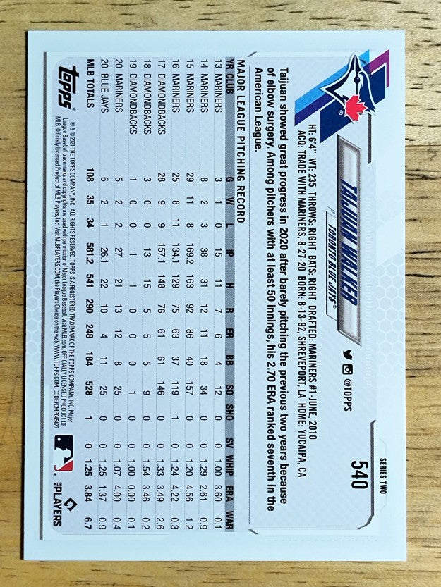 2021 Topps #540 Taijuan Walker