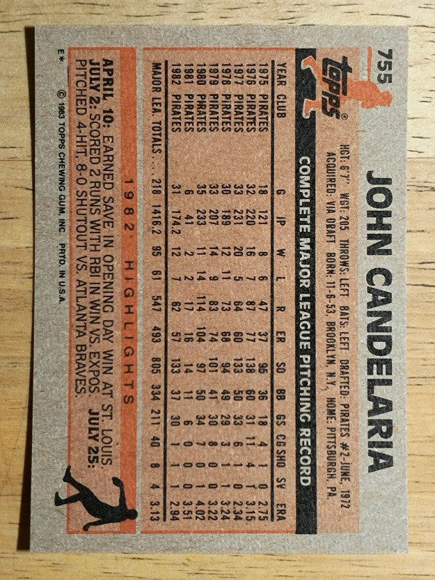 1983 Topps #755 John Candelaria