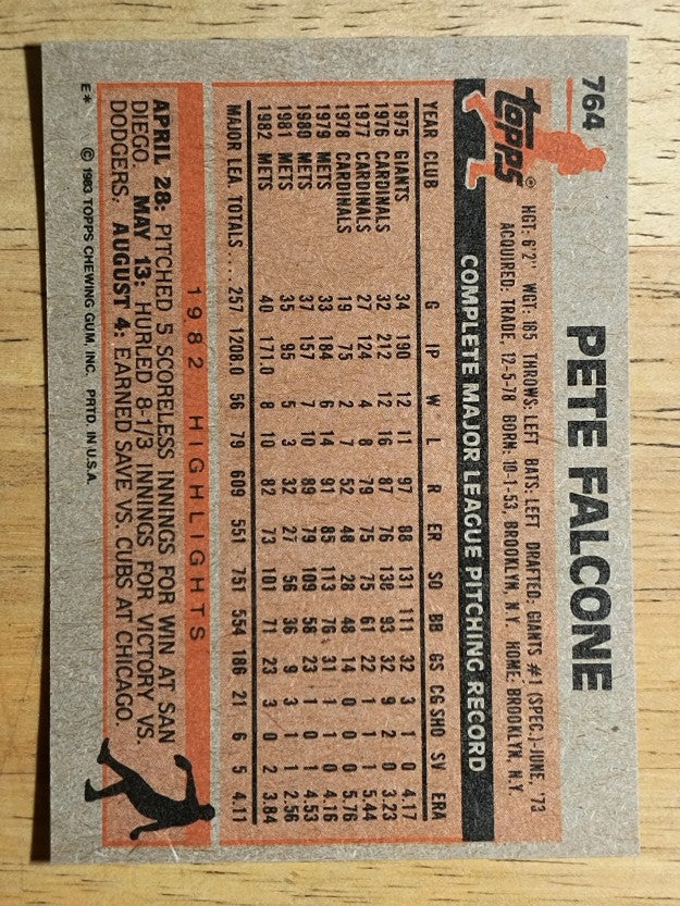 1983 Topps #764 Pete Falcone