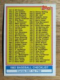 1983 Topps #769 Checklist: 661-792