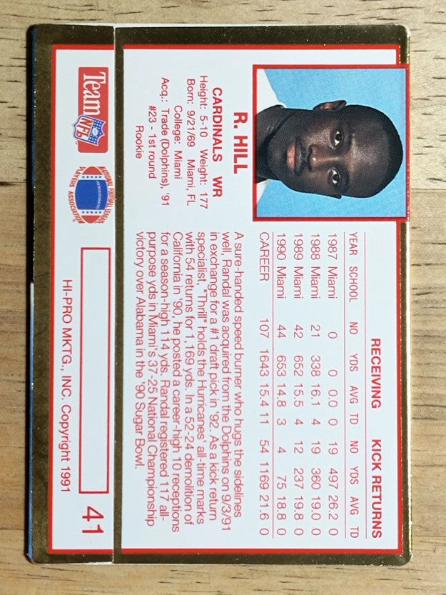 1991 Action Packed Rookie Update #41 Randal Hill RC