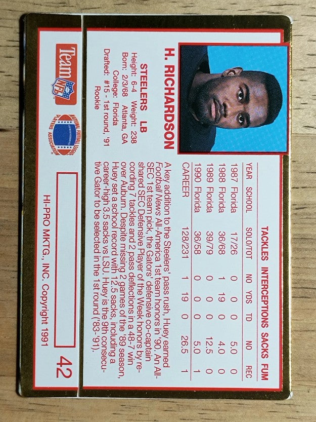 1991 Action Packed Rookie Update #42 Huey Richardson RC