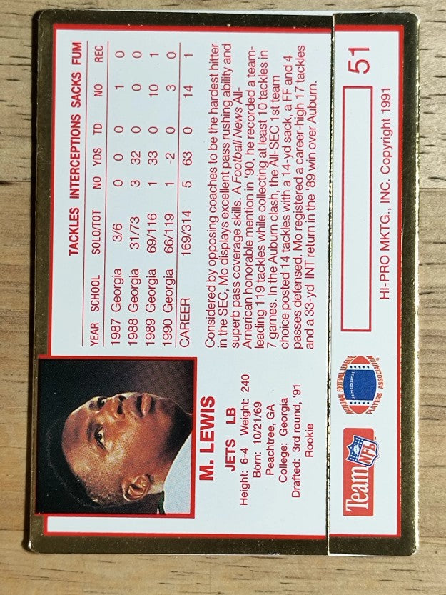 1991 Action Packed Rookie Update #51 Mo Lewis RC