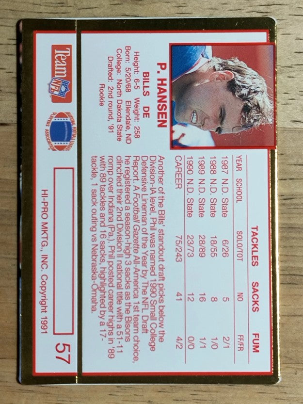 1991 Action Packed Rookie Update #57 Phil Hansen RC