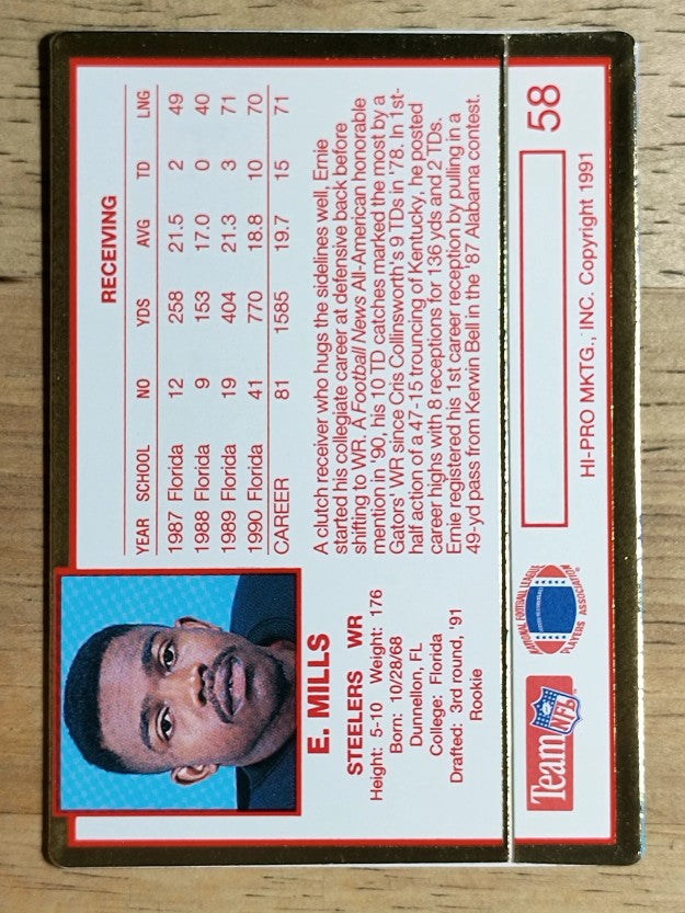 1991 Action Packed Rookie Update #58 Ernie Mills RC
