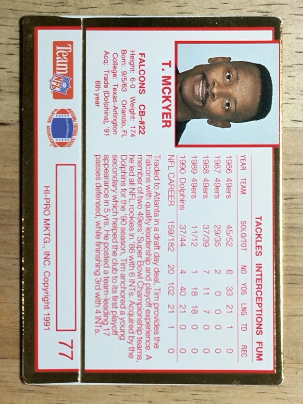 1991 Action Packed Rookie Update #77 Tim McKyer