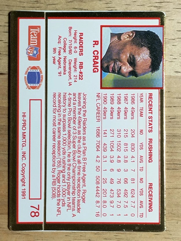 1991 Action Packed Rookie Update #78 Roger Craig