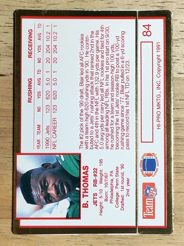 1991 Action Packed Rookie Update #84 Blair Thomas