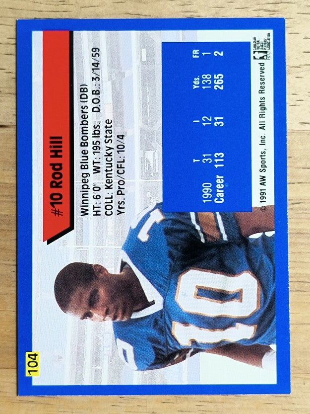 1991 All World CFL #104 Rod Hill