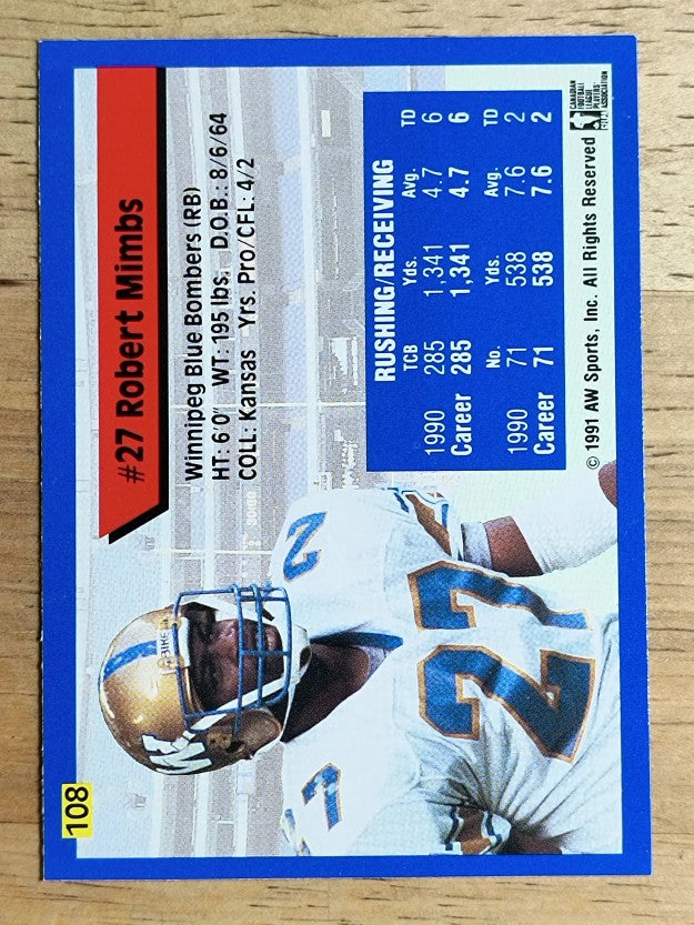 1991 All World CFL #108 Robert Mimbs