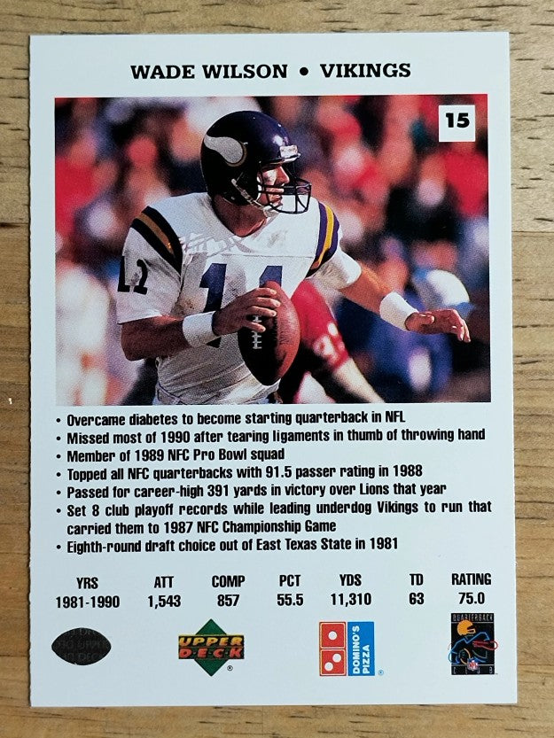 1991 Domino's Quarterbacks #15 Wade Wilson