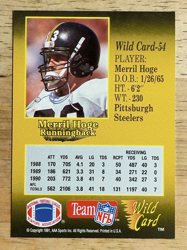 1991 Wild Card #54 Merril Hoge