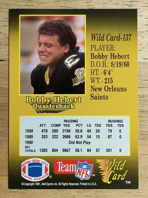 1991 Wild Card #137 Bobby Hebert