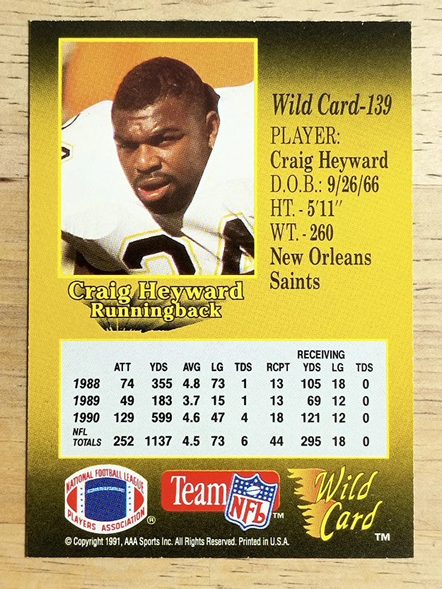 1991 Wild Card #139 Craig Heyward