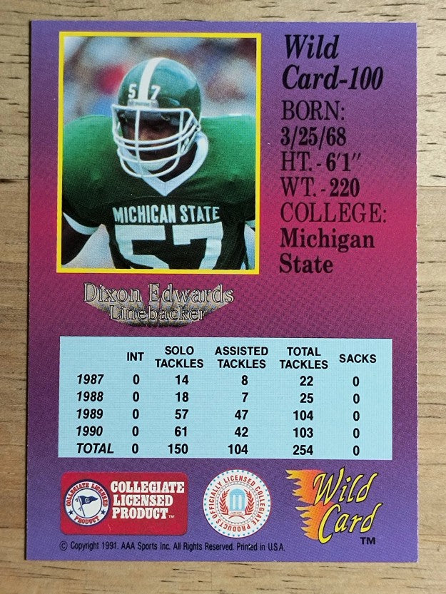 1991 Wild Card Draft #100 Dixon Edwards