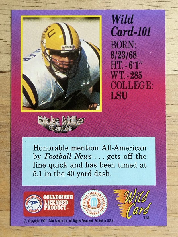 1991 Wild Card Draft #101 Blake Miller
