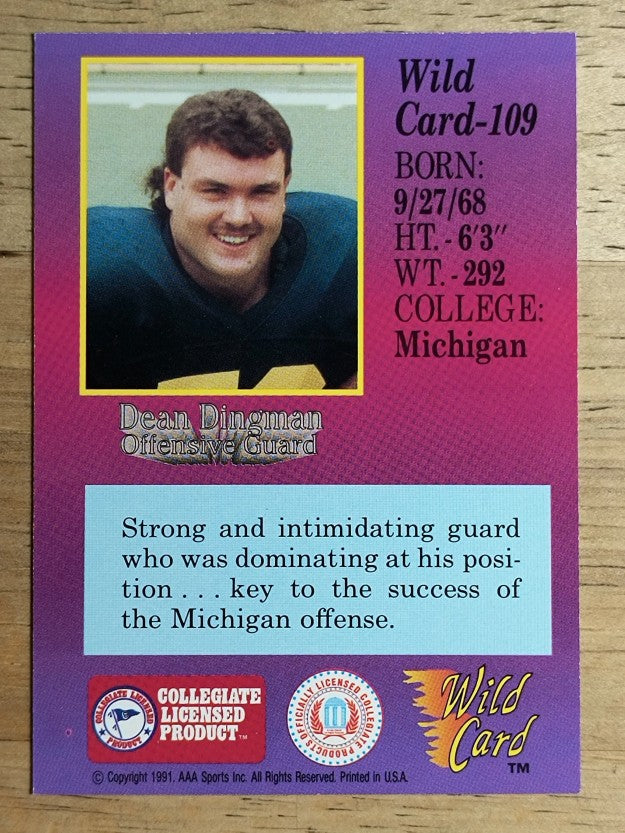 1991 Wild Card Draft #109 Dean Dingman