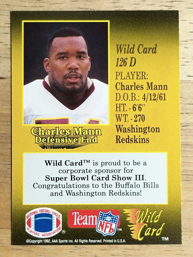 1991 Wild Card NFL Experience Redemption #126D Charles Mann