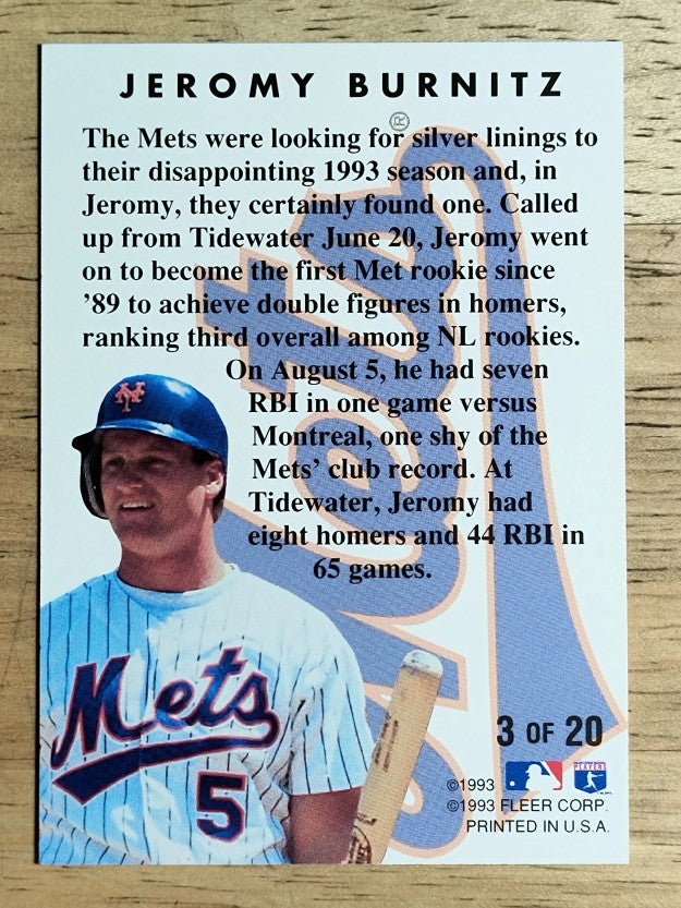 1994 Fleer Rookie Sensations #3 Jeromy Burnitz