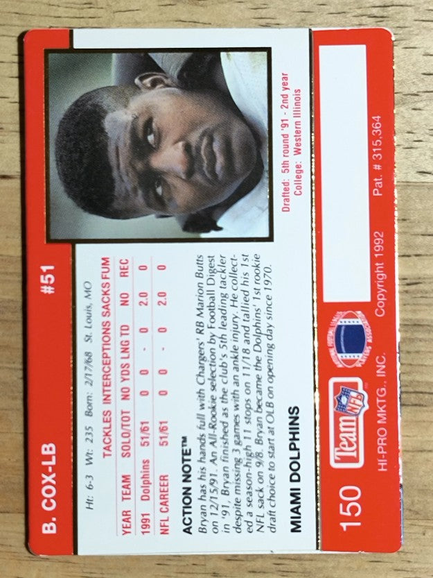 1992 Action Packed #150 Bryan Cox