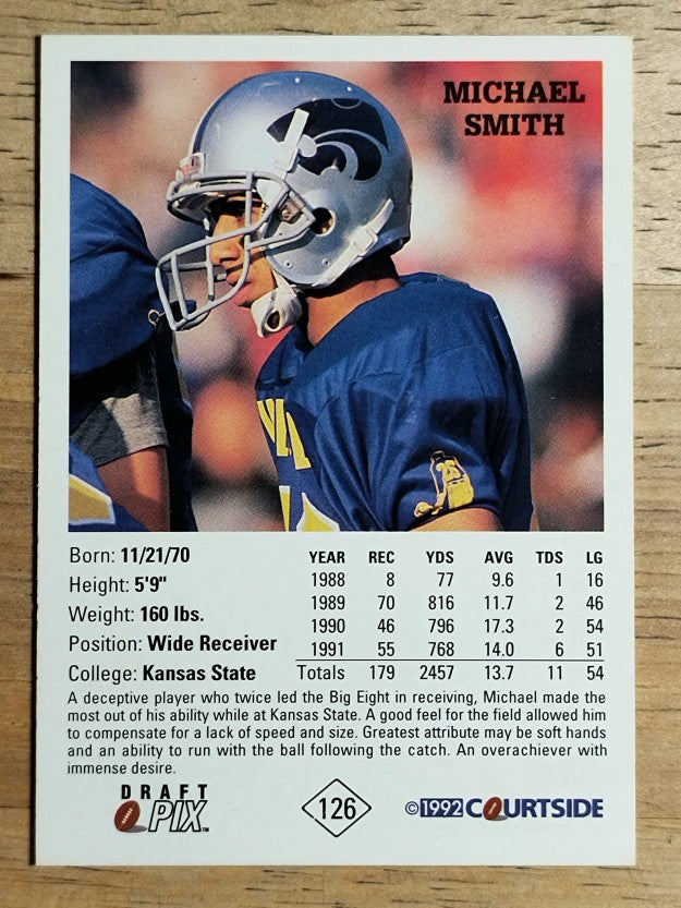 1992 Courtside #126B Michael Smith COR/Back stats with career totals