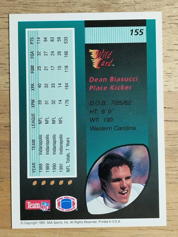 1992 Wild Card #155 Dean Biasucci