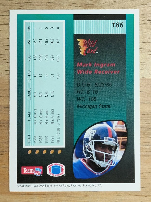 1992 Wild Card #186 Mark Ingram