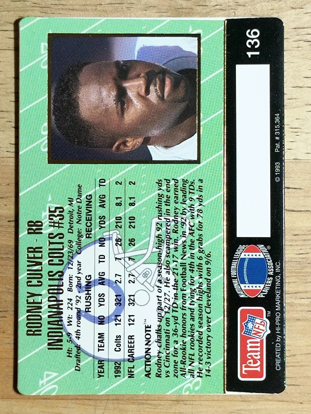 1993 Action Packed #136 Rodney Culver